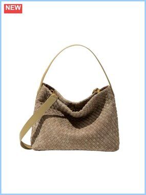 Faux Suede Woven Tote Bag Large Hobo Shoulder Purse